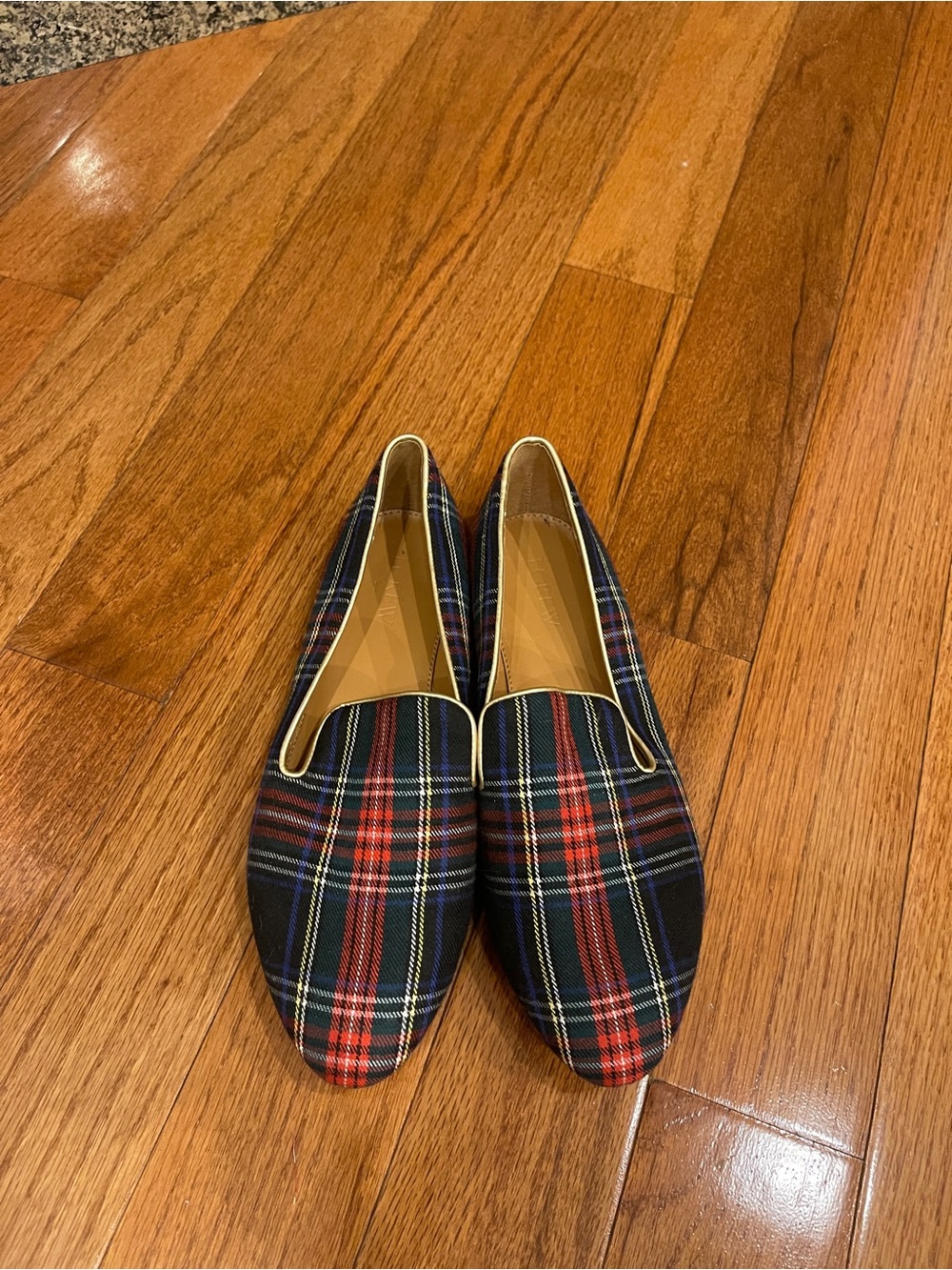 J.Crew Women's Plaid Tartan Black Red Green Blue Flats Slip-on Shoes Size 8.5 - Picture 9 of 11
